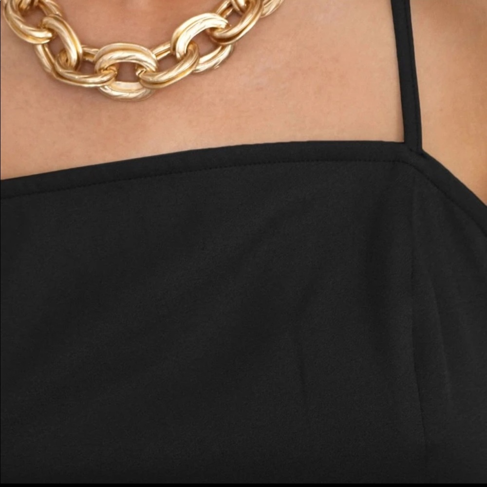 Sexy little black dress slit cami mini boho - Picture 5 of 6